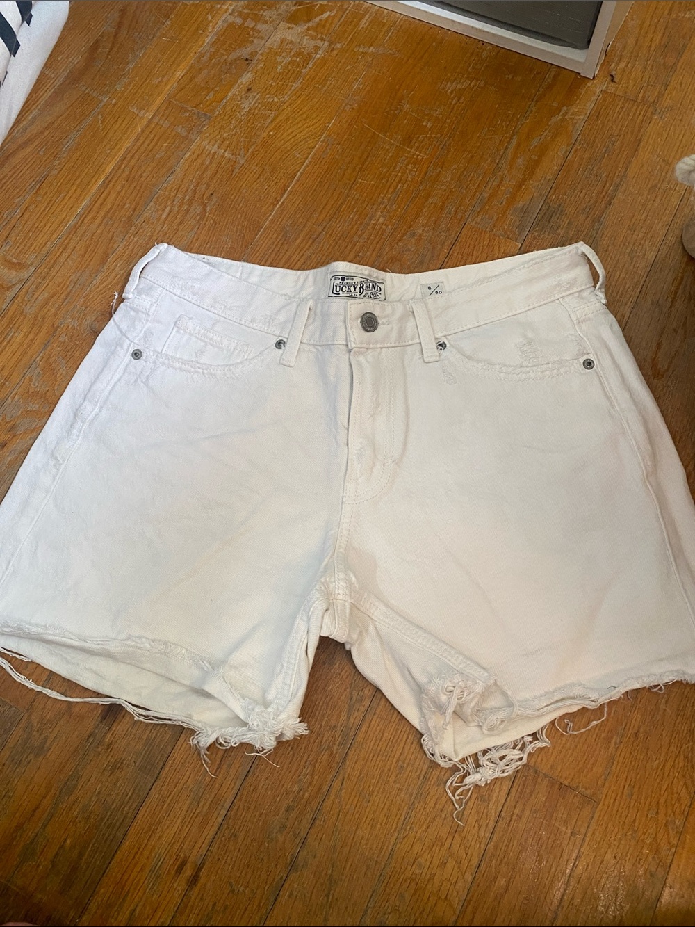 Lucky Brand White Frayed Denim Shorts